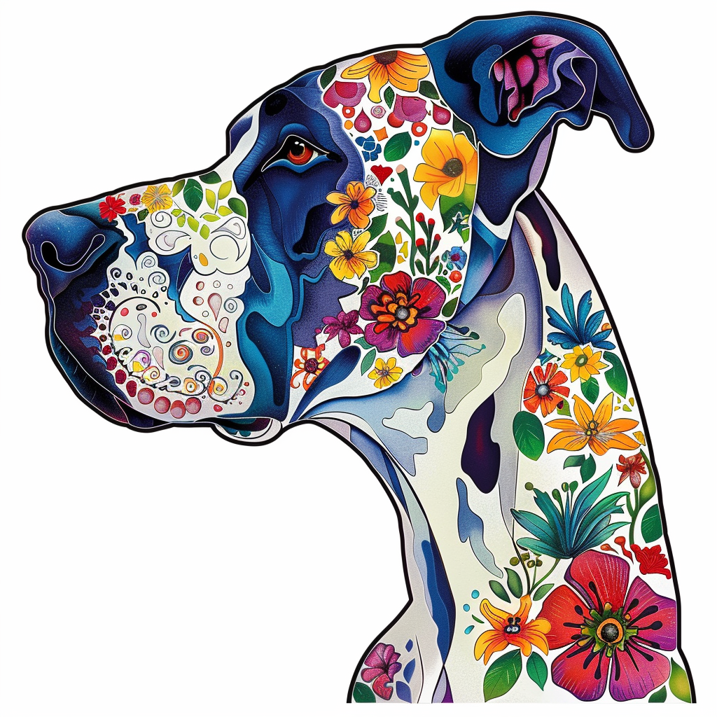Adorable Great Dane Dog Expressive surreal Vinyl Decal Sticker for Car, Laptop, Tumbler and more # F017848