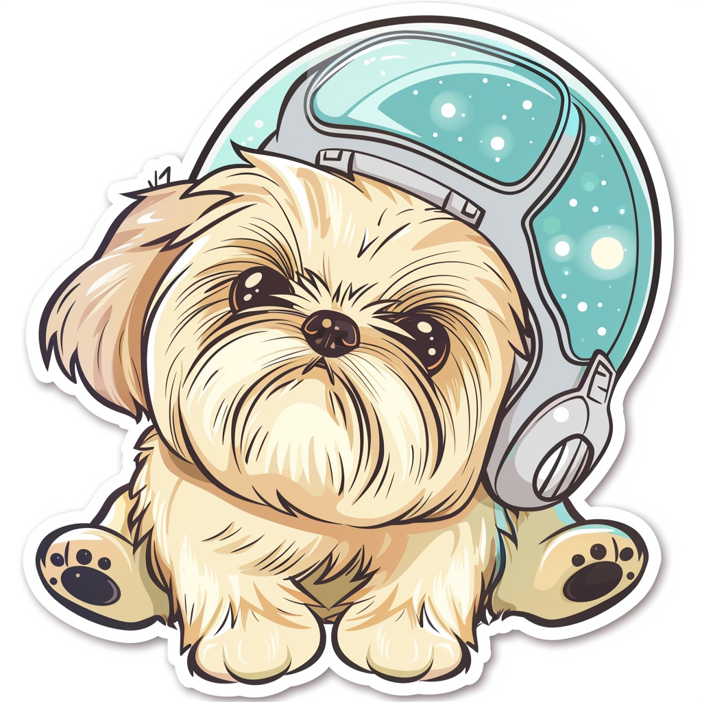 Adorable Shih Tzu Dog Expressive surreal Vinyl Decal Sticker for Car, Laptop, Tumbler and more # F018150