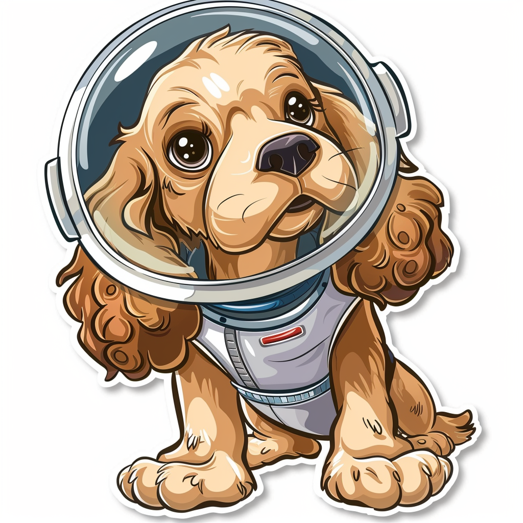 Cute and Adorable Cocker Spaniel Dog Expressive surreal Vinyl Decal Sticker for Car, Laptop, Tumbler and more # F019971-4" x 4"