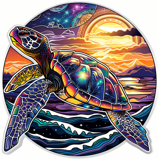 turtle majestic Expressive surreal Vinyl Decal Sticker for Car, Laptop, Tumbler and more # F021950-4" x 4"