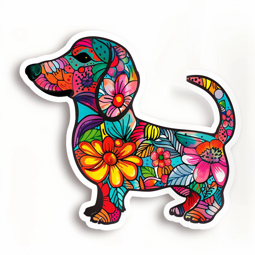 Dachshund Dog floral Vinyl Decal Sticker for Car, Laptop, Tumbler and more # F013149