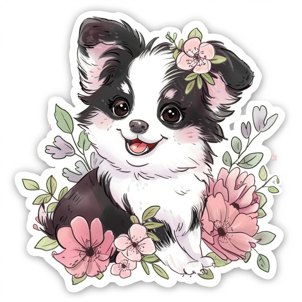 Sticker of a Border Collie Dog majestic Expressive surreal Vinyl Decal Sticker for Car, Laptop, Tumbler and more # F021903