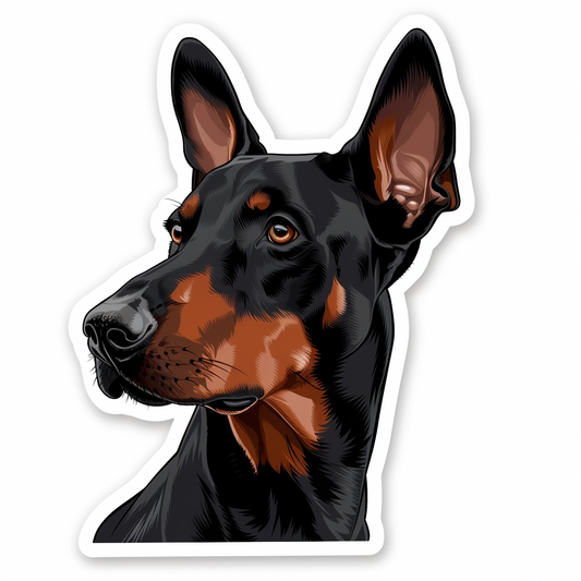 Doberman Pinscher Dog majestic Expressive surreal Vinyl Decal Sticker for Car, Laptop, Tumbler and more # F019557-4" x 4"