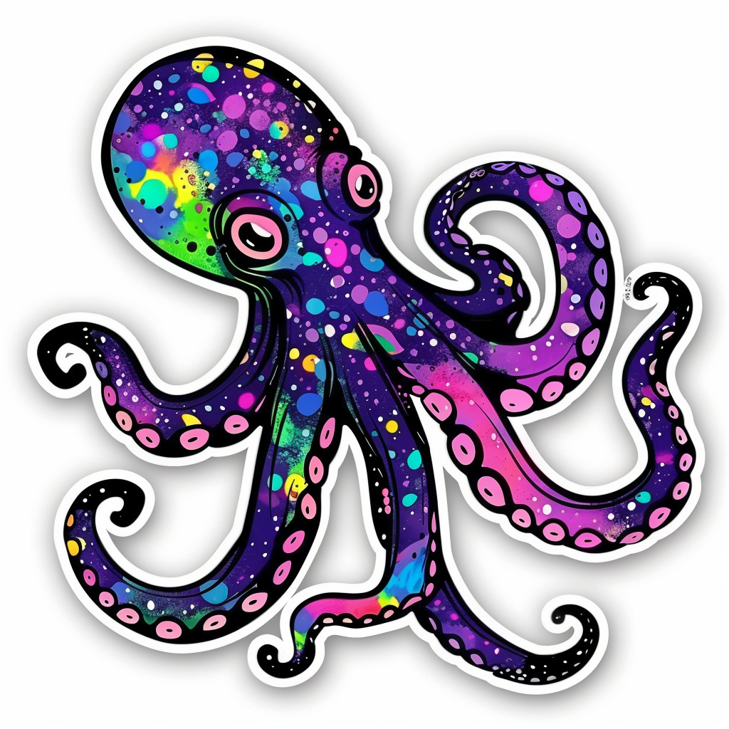 Sticker of a Octopus heartcore majestic Expressive surreal Vinyl Decal Sticker for Car, Laptop, Tumbler and more # F015442
