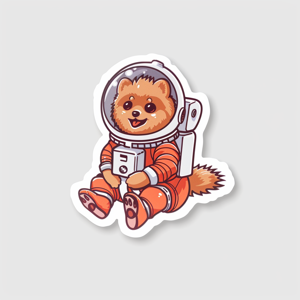 Sticker of a Pomeranian Dog astronaut majestic Expressive surreal Vinyl Decal Sticker for Car, Laptop, Tumbler and more # F013904