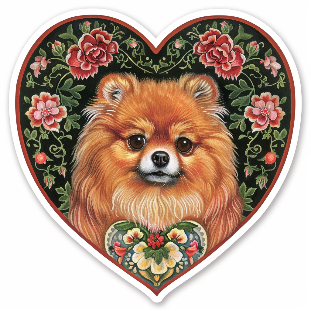 Sticker of a Pomeranian Dog majestic Expressive surreal Heartcore Vinyl Decal Sticker for Car, Laptop, Tumbler and more # F014105