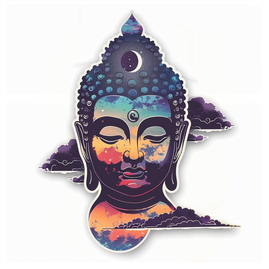 Sticker of a Buddha majestic Expressive surreal Vinyl Decal Sticker for Car, Laptop, Tumbler and more # F017237
