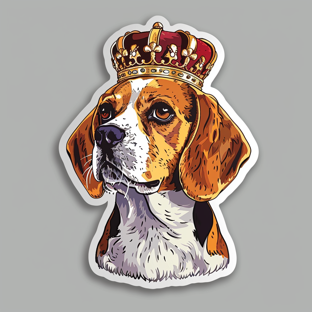 Beagle dog crowned Vinyl Decal Sticker for Car, Laptop, Tumbler and more # F011855
