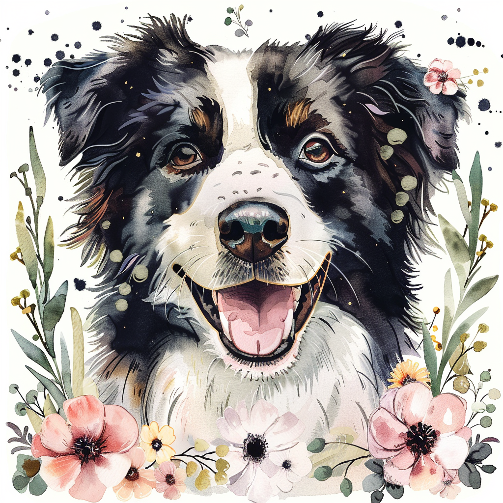 Sticker of a Border Collie Dog majestic Expressive surreal Vinyl Decal Sticker for Car, Laptop, Tumbler and more # F021889