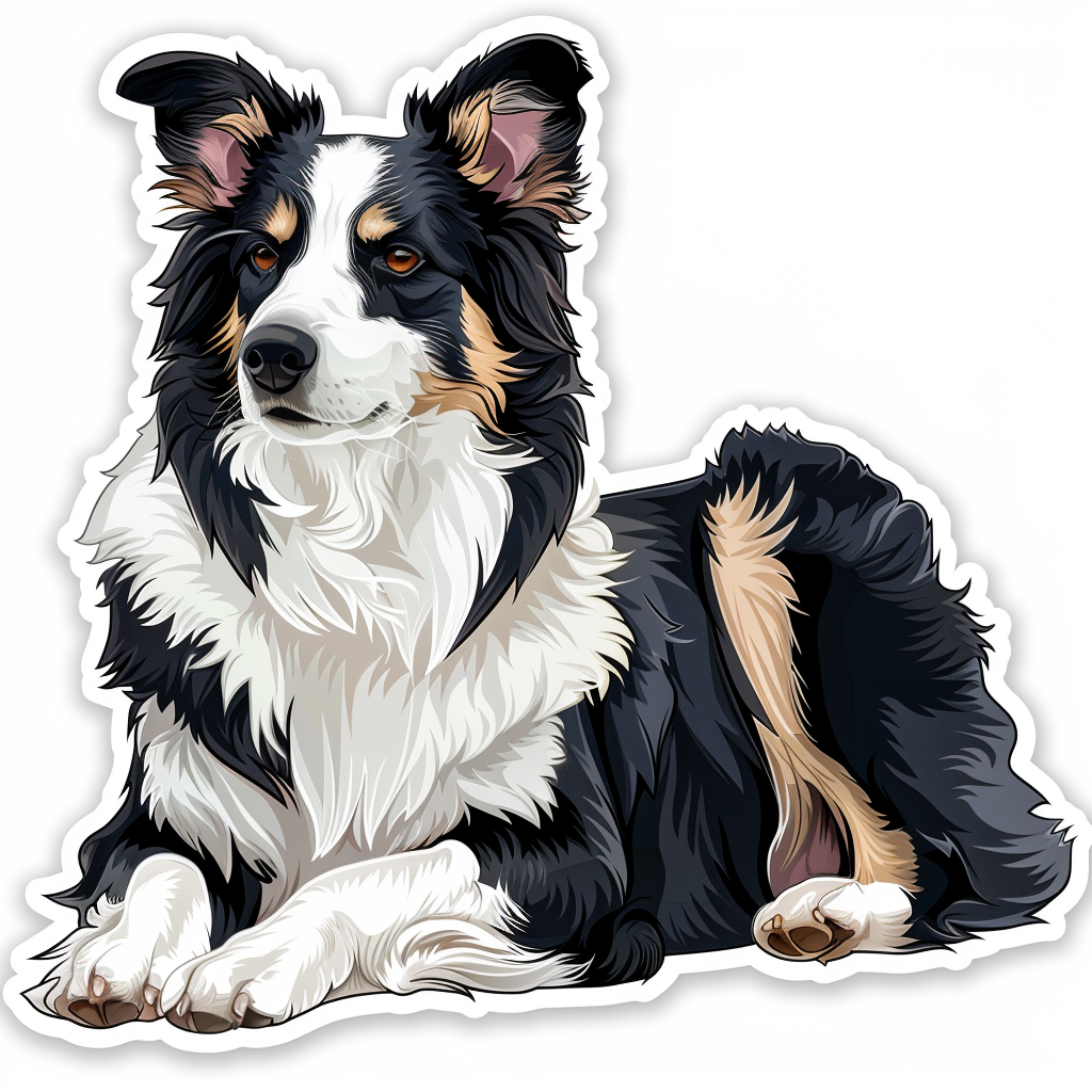 Border Collie Dog majestic Expressive surreal Vinyl Decal Sticker for Car, Laptop, Tumbler and more # F021706-4" x 4"