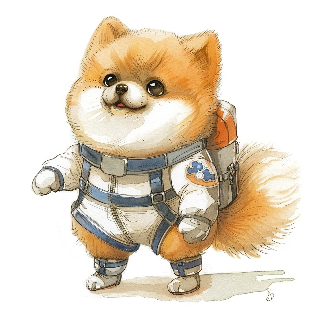 Sticker of a Pomeranian Dog astronaut majestic Expressive surreal Vinyl Decal Sticker for Car, Laptop, Tumbler and more # F013891