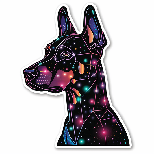 Doberman Pinscher Dog cyber punk Expressive surreal Vinyl Decal Sticker for Car, Laptop, Tumbler and more # F019423-4" x 4"