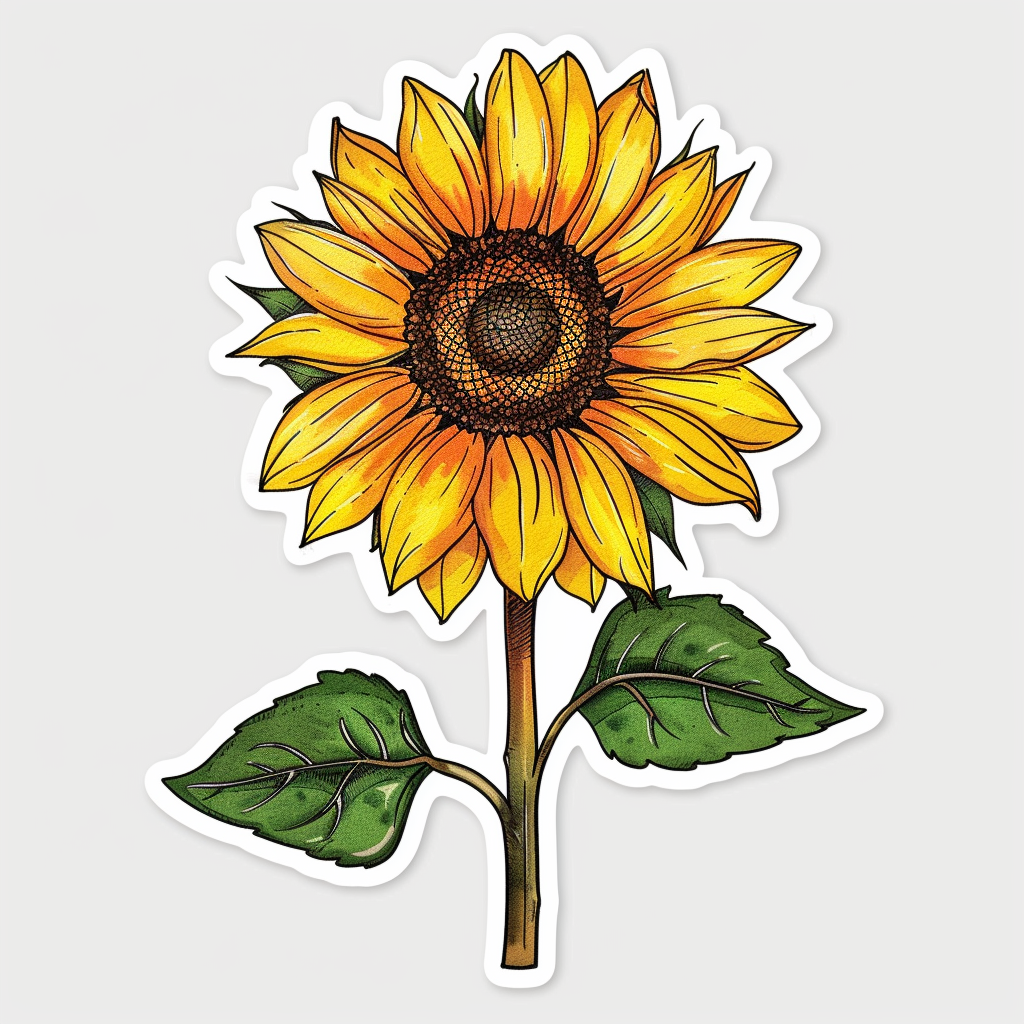 Sticker of a Sunflower  Vinyl Decal Sticker for Car, Laptop, Tumbler and more # F023376