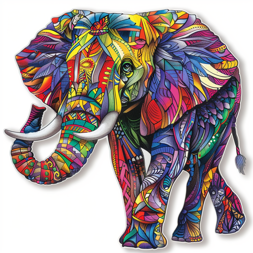 Elephant Expressive surreal Vinyl Decal Sticker for Car, Laptop, Tumbler and more # F022205-4" x 4"