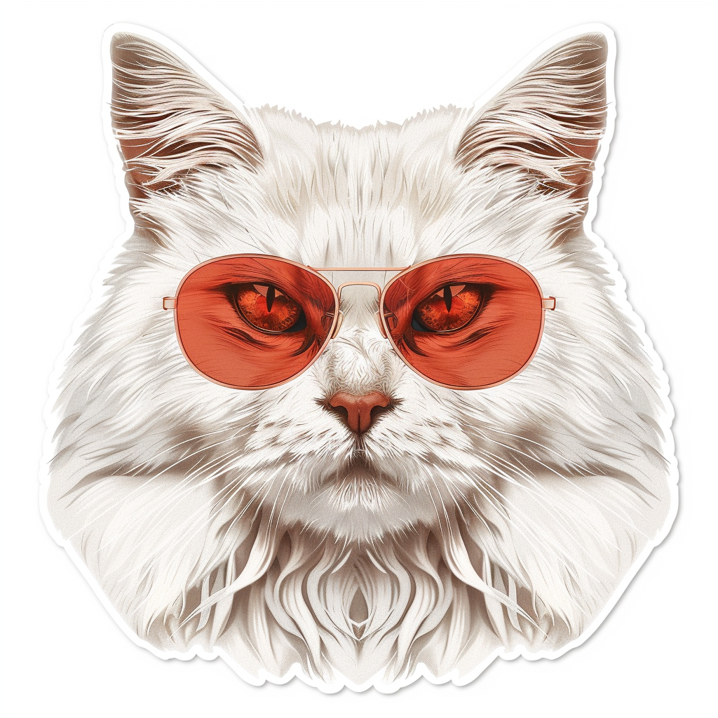 Adorable Turkish Angora Cat Vinyl Decal Sticker for Car, Laptop, Tumbler and more # F020779-4" x 4"