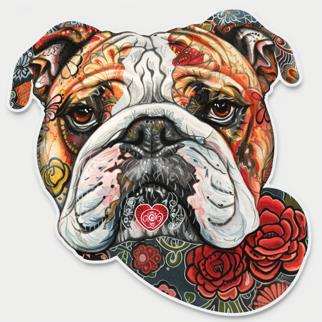 Bulldog Dog majestic Expressive surreal Vinyl Decal Sticker for Car, Laptop, Tumbler and more # F017638