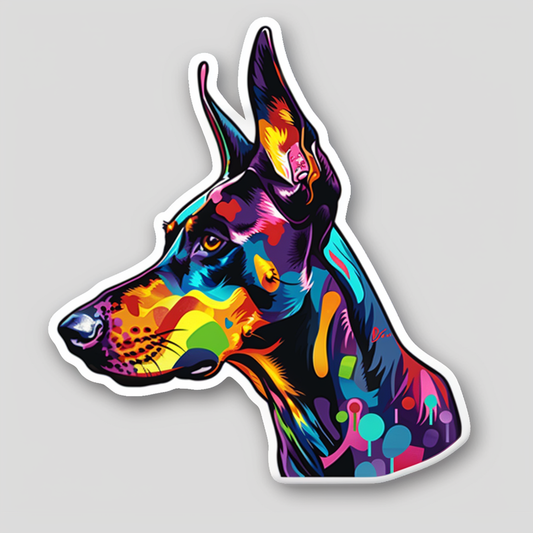 Doberman Pinscher Dog majestic Expressive surreal Vinyl Decal Sticker for Car, Laptop, Tumbler and more # F019556-4" x 4"