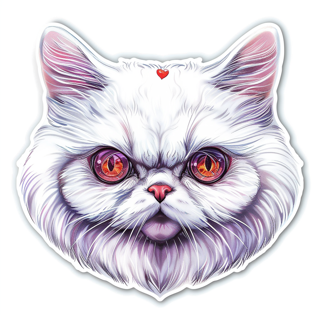 Persian Cat Expressive surreal Vinyl Decal Sticker for Car, Laptop, Tumbler and more # F016220