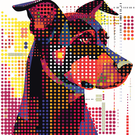 Doberman Pinscher Dog cyber punk Expressive surreal Vinyl Decal Sticker for Car, Laptop, Tumbler and more # F019427-4" x 4"