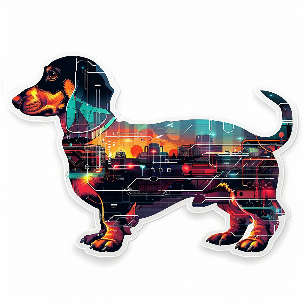 Dachshund Dog cyber punk Vinyl Decal Sticker for Car, Laptop, Tumbler and more # F012911