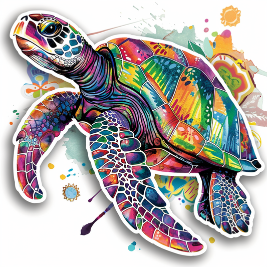 turtle majestic Expressive surreal Vinyl Decal Sticker for Car, Laptop, Tumbler and more # F021945-4" x 4"