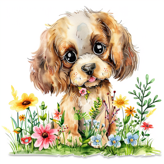 Adorable Cocker Spaniel Dog Expressive surreal Vinyl Decal Sticker for Car, Laptop, Tumbler and more # F020011-4" x 4"