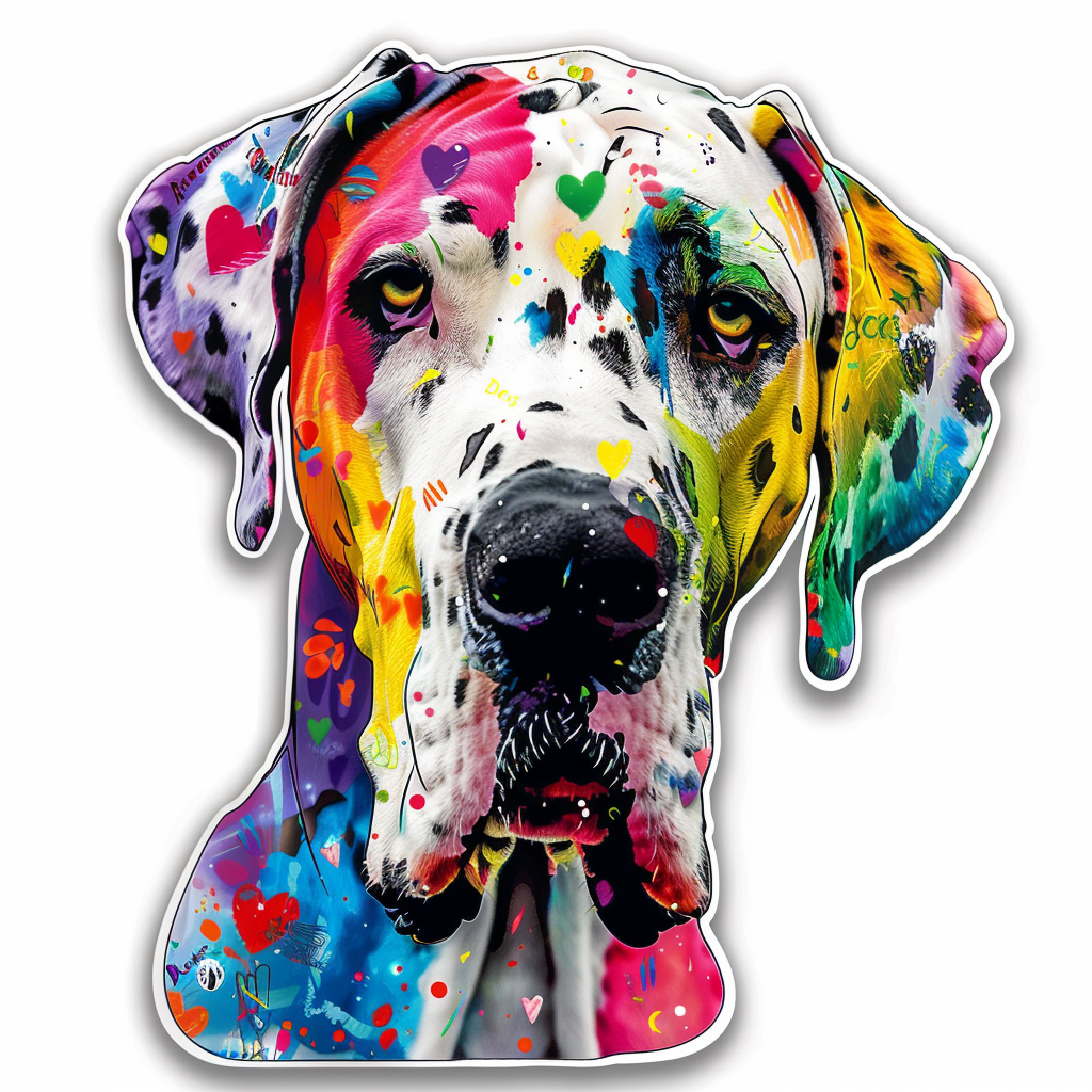 Great Dane Dog Expressive surreal Vinyl Decal Sticker for Car, Laptop, Tumbler and more # F022821