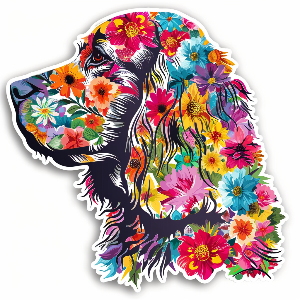 Cocker Spaniel Dog floral majestic Expressive surreal Vinyl Decal Sticker for Car, Laptop, Tumbler and more # F020073-4" x 4"