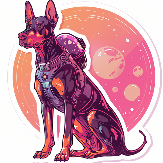 Cute and Adorable Doberman Pinscher Expressive surreal Vinyl Decal Sticker for Car, Laptop, Tumbler and more # F019628-4" x 4"