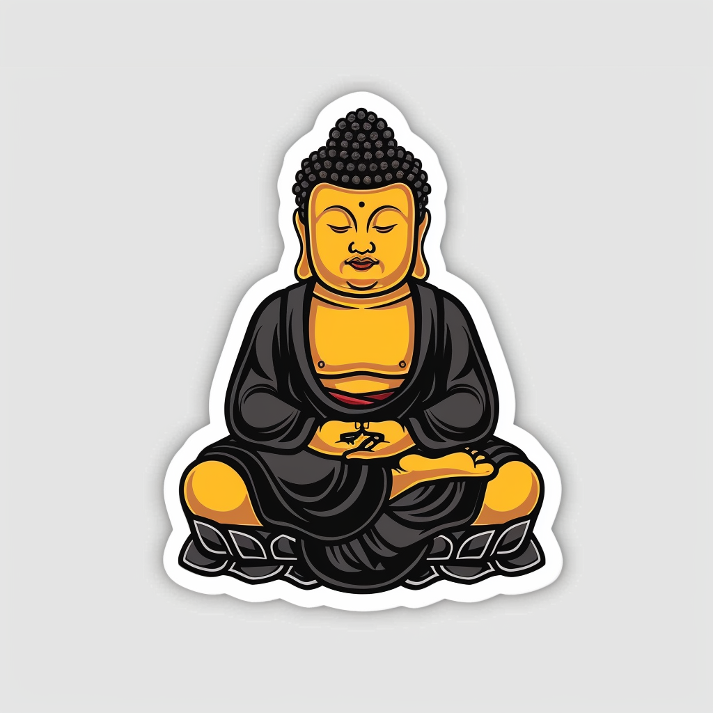 Buddha cartoon majestic Expressive surreal Vinyl Decal Sticker for Car, Laptop, Tumbler and more # F017040