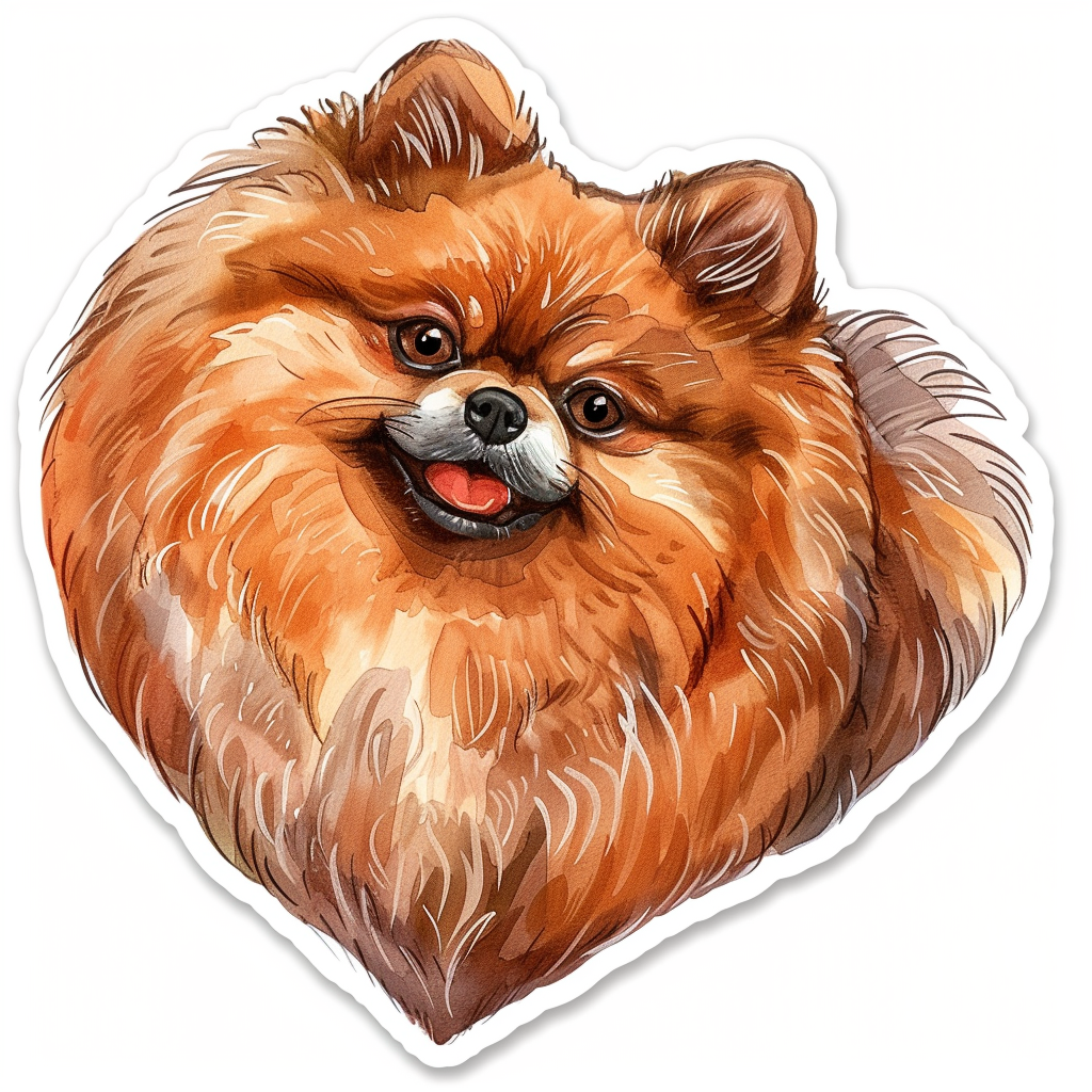 Sticker of a Pomeranian Dog majestic Expressive surreal Heartcore Vinyl Decal Sticker for Car, Laptop, Tumbler and more # F014015