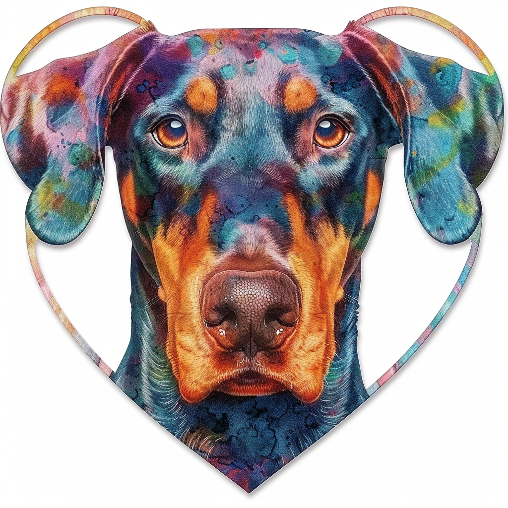 Doberman Pinscher Dog majestic Expressive surreal Vinyl Decal Sticker for Car, Laptop, Tumbler and more # F019532-4" x 4"