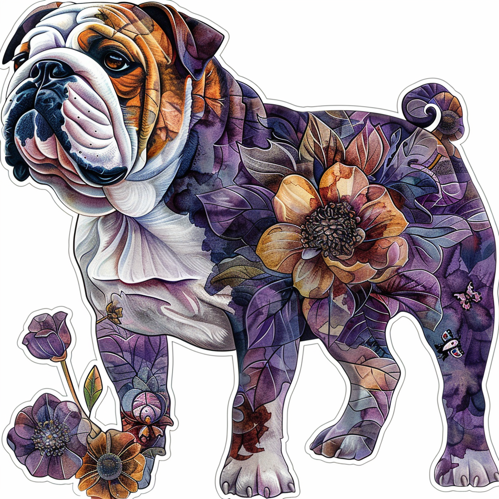 Bulldog Dog majestic Expressive surreal Vinyl Decal Sticker for Car, Laptop, Tumbler and more # F017584