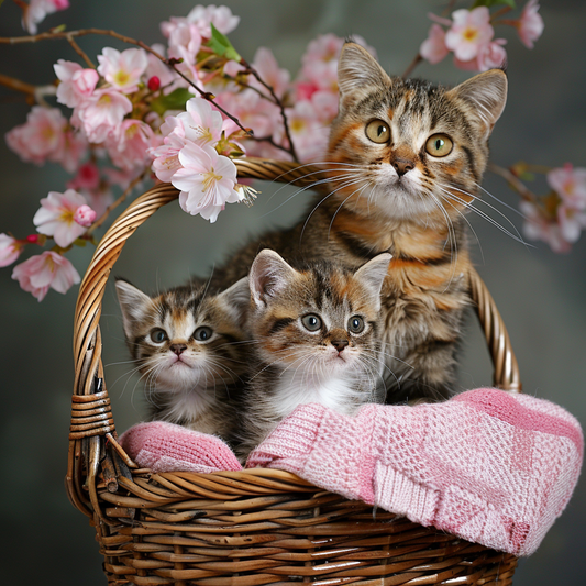 Adorable Cats in basket portrait  Vinyl Decal Sticker for Car, Laptop, Tumbler and more # F021622-4" x 4"