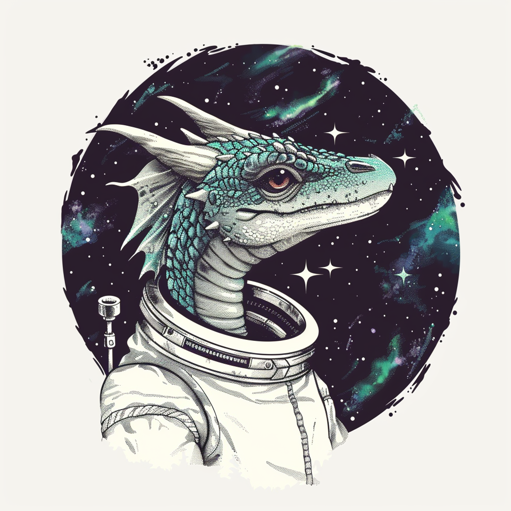 Sticker of a Dragon astronaut majestic Expressive surreal Vinyl Decal Sticker for Car, Laptop, Tumbler and more # F019146