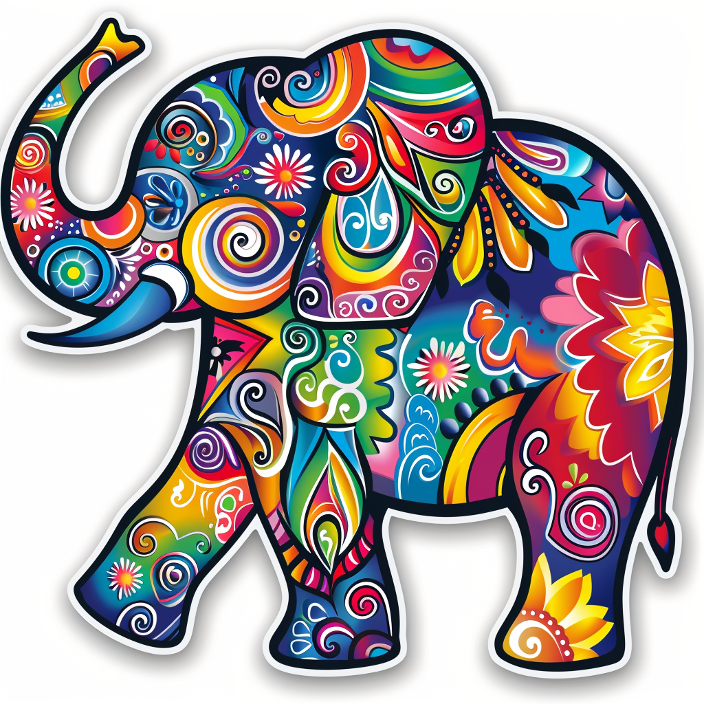 Elephant Expressive surreal Vinyl Decal Sticker for Car, Laptop, Tumbler and more # F022178-4" x 4"