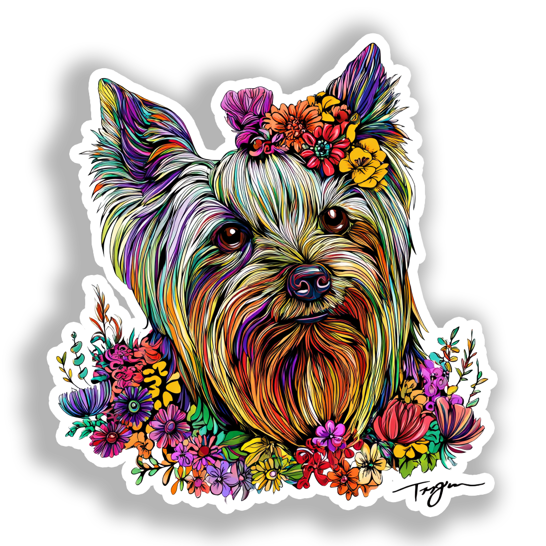 Yorkshire Terrier Dog Vinyl Decal Sticker for Car, Laptop, Tumbler and more # A017204-4" x 4"