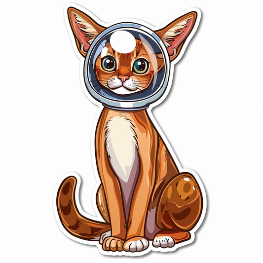 Abyssinian Cat astronaut majestic Expressive surreal Vinyl Decal Sticker for Car, Laptop, Tumbler and more # F021319-4" x 4"