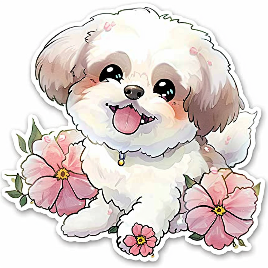 Adorable Shih Tzu Dog Expressive surreal Vinyl Decal Sticker for Car, Laptop, Tumbler and more # F018178
