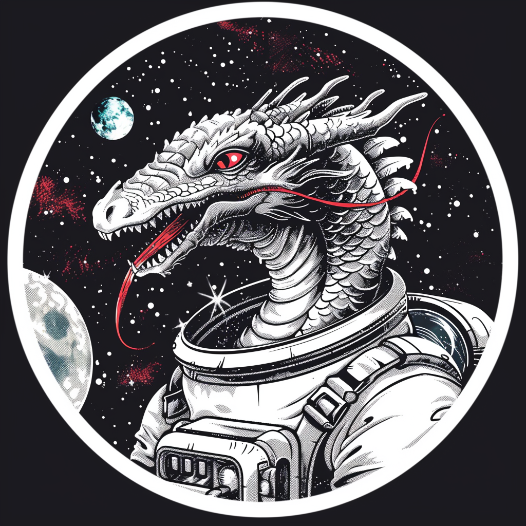 Dragon astronaut majestic Expressive surreal Vinyl Decal Sticker for Car, Laptop, Tumbler and more # F018995