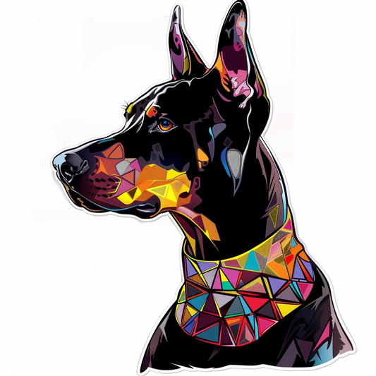 Doberman Pinscher Dog cyber punk Expressive surreal Vinyl Decal Sticker for Car, Laptop, Tumbler and more # F019422-4" x 4"