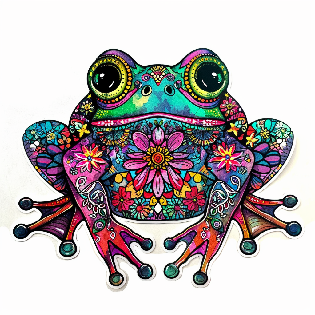 Sticker of a Frog majestic Expressive surreal Vinyl Decal Sticker for Car, Laptop, Tumbler and more # F015814