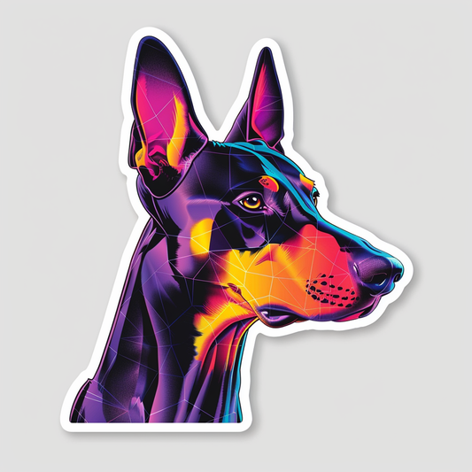 Doberman Pinscher Dog cyber punk Expressive surreal Vinyl Decal Sticker for Car, Laptop, Tumbler and more # F019460-4" x 4"