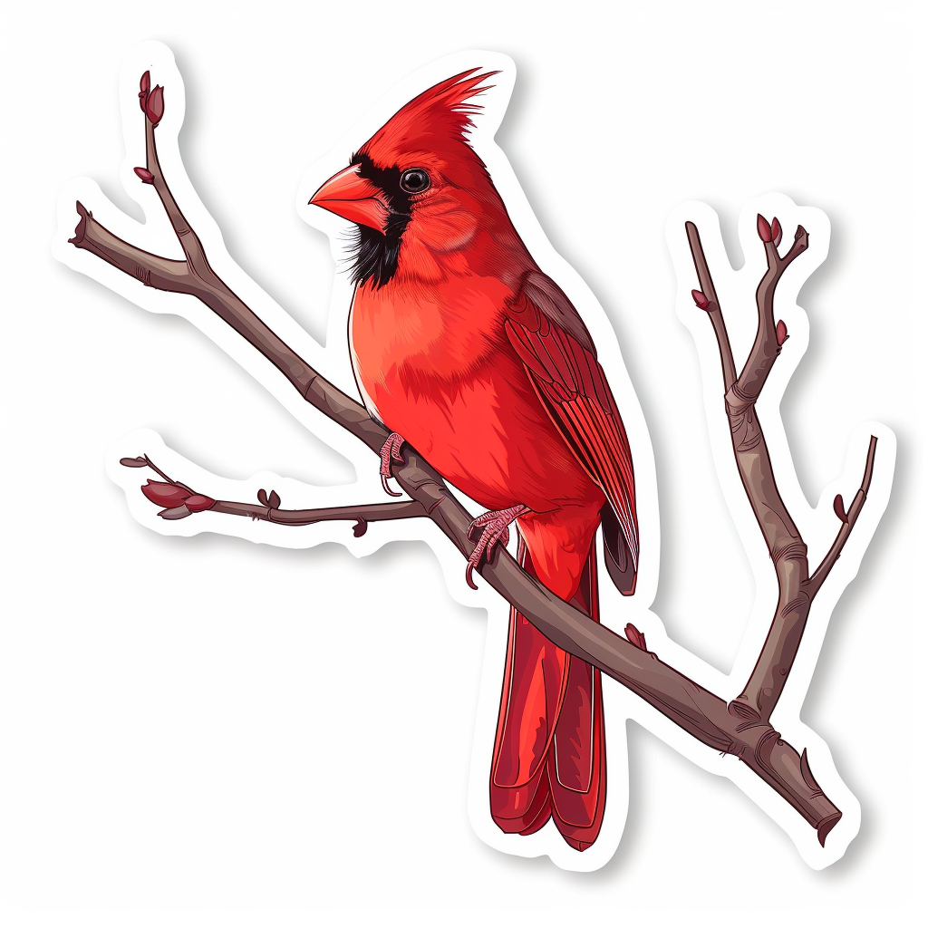 Cardinal Bird majestic Expressive surreal Vinyl Decal Sticker for Car, Laptop, Tumbler and more # F024230
