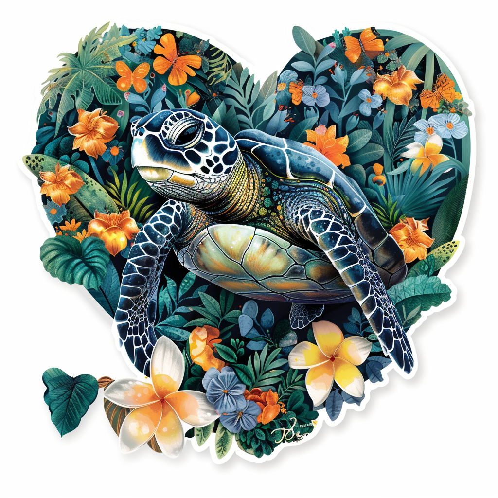 Sticker of a turtle majestic Expressive surreal Vinyl Decal Sticker for Car, Laptop, Tumbler and more # F022053