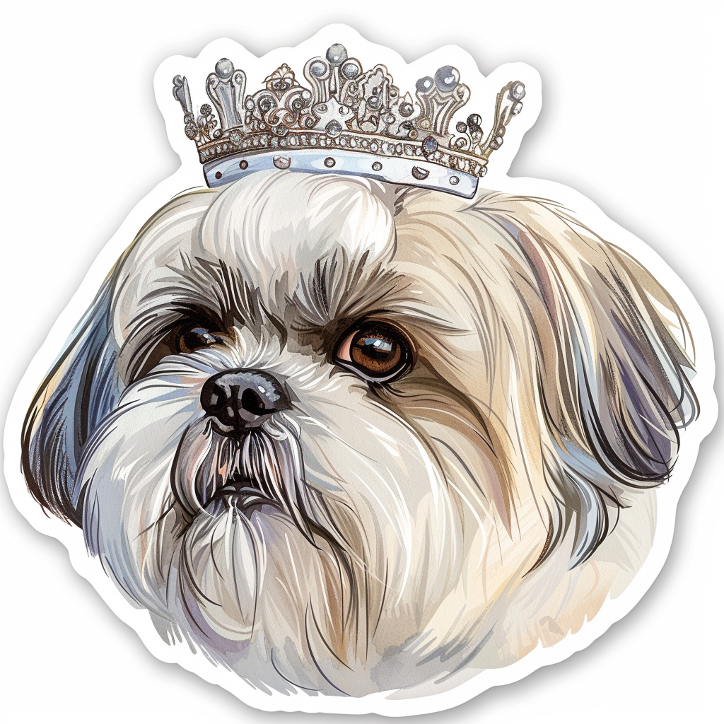 Adorable Shih Tzu Dog Expressive surreal Vinyl Decal Sticker for Car, Laptop, Tumbler and more # F018416