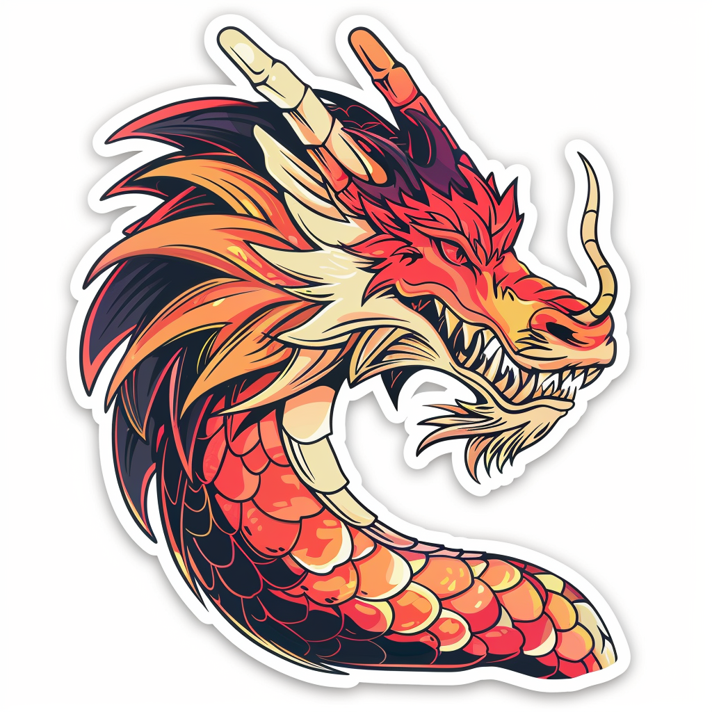 Dragon crowned majestic Expressive surreal Vinyl Decal Sticker for Car, Laptop, Tumbler and more # F019050-4" x 4"