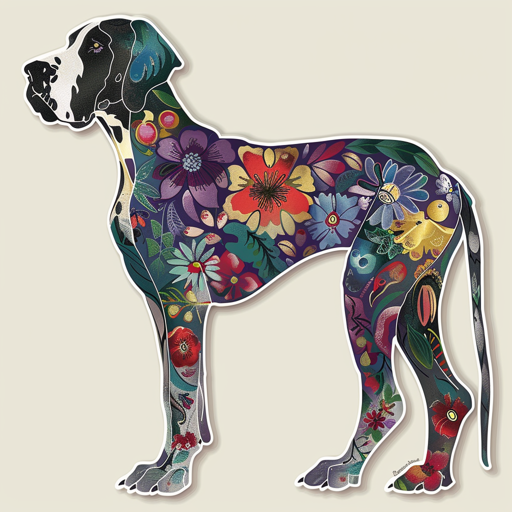 Adorable Great Dane Dog Expressive surreal Vinyl Decal Sticker for Car, Laptop, Tumbler and more # F017855