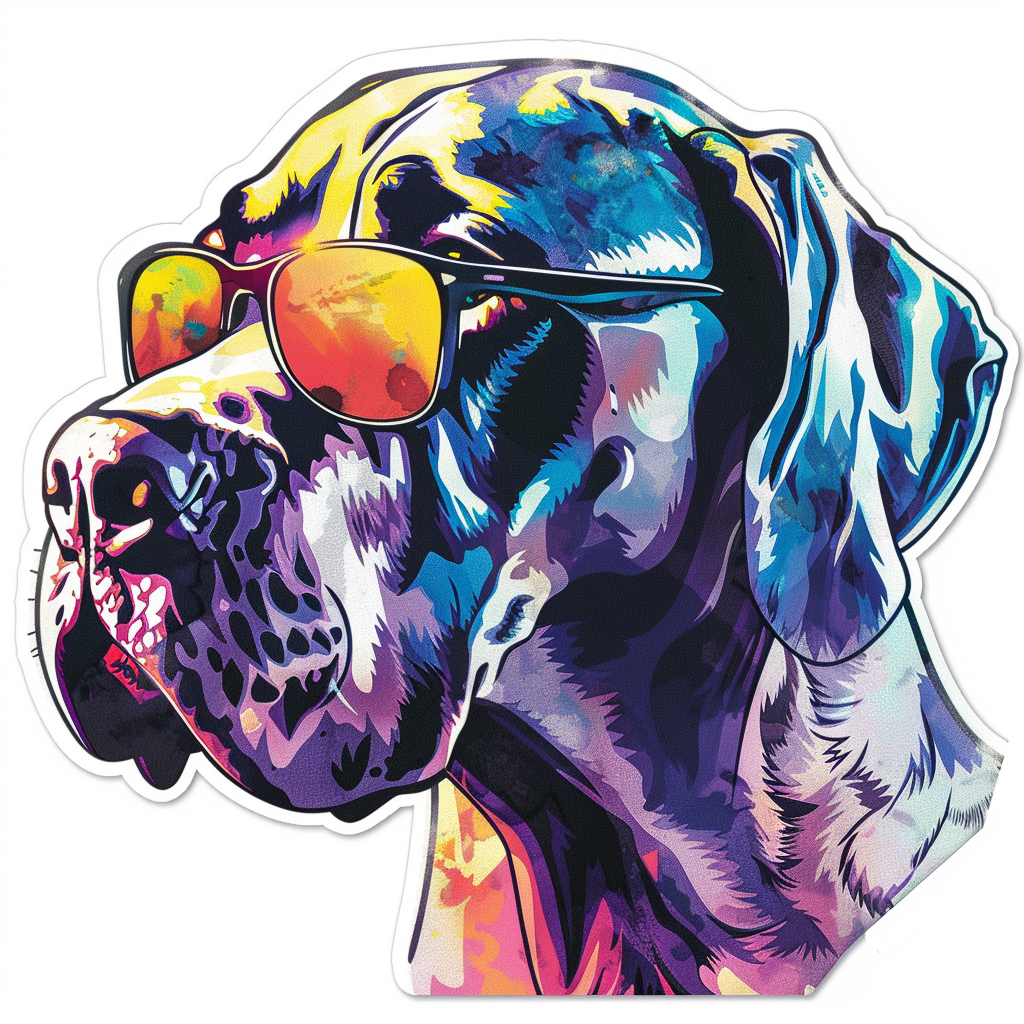 Adorable Great Dane Dog Expressive surreal Vinyl Decal Sticker for Car, Laptop, Tumbler and more # F018082