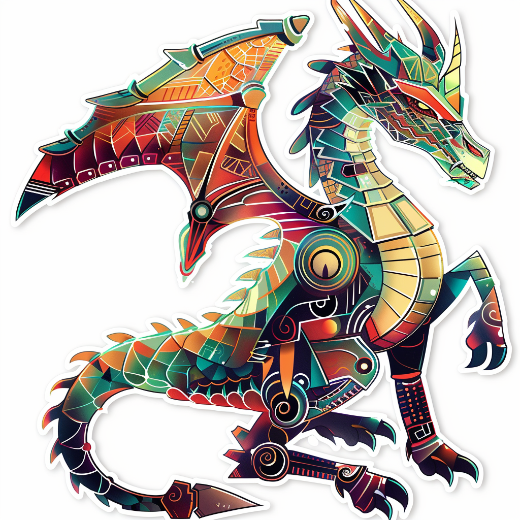 Dragon cyber punk majestic Expressive surreal Vinyl Decal Sticker for Car, Laptop, Tumbler and more # F019069-4" x 4"